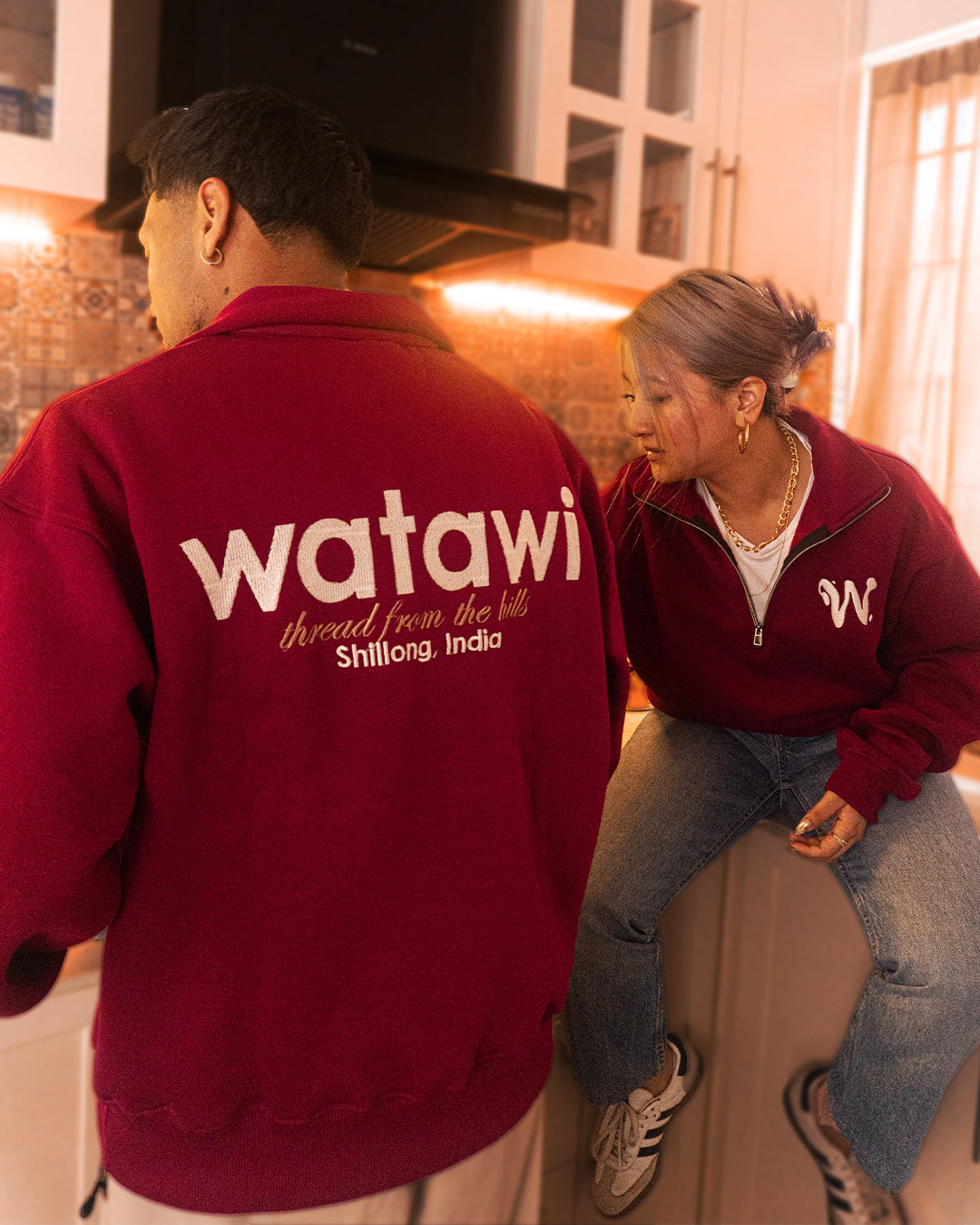 Maroon Quarter Zip Sweatshirt