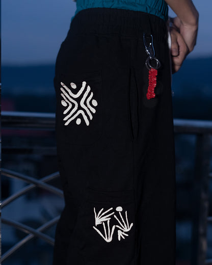 White Tribal Motif Pants