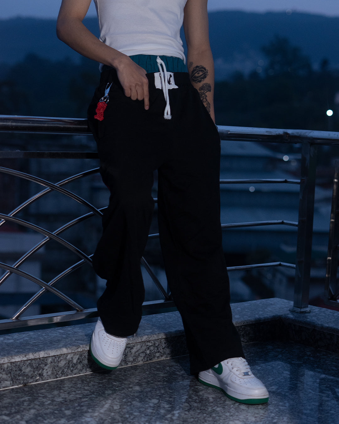 White Tribal Motif Pants